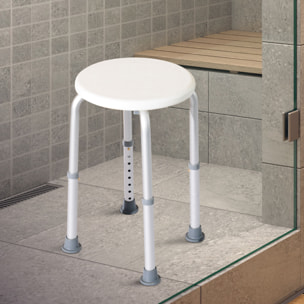 Tabouret de douche réglable en hauteur siège de douche ergonomique pieds antidérapants charge max. 136 Kg alu HDPE blanc