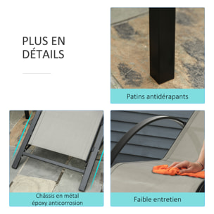 Lot de 2 bains de soleil – Design contemporain – Table incluse