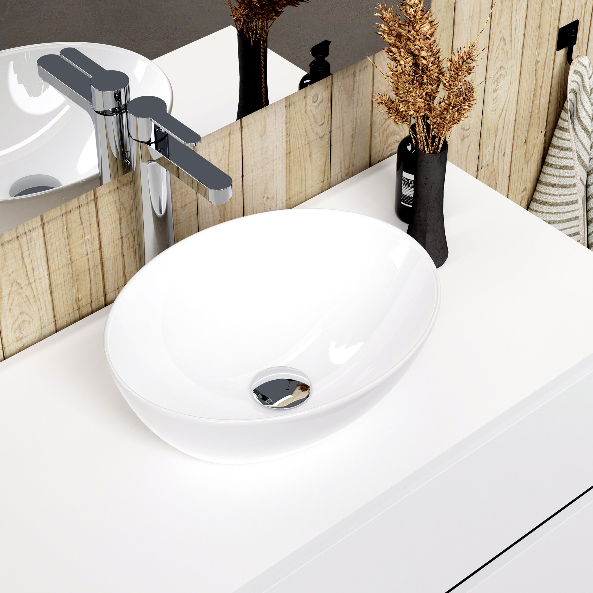 Conjunto de baño LILY SE, Alday, 100cm, Blanco Mate