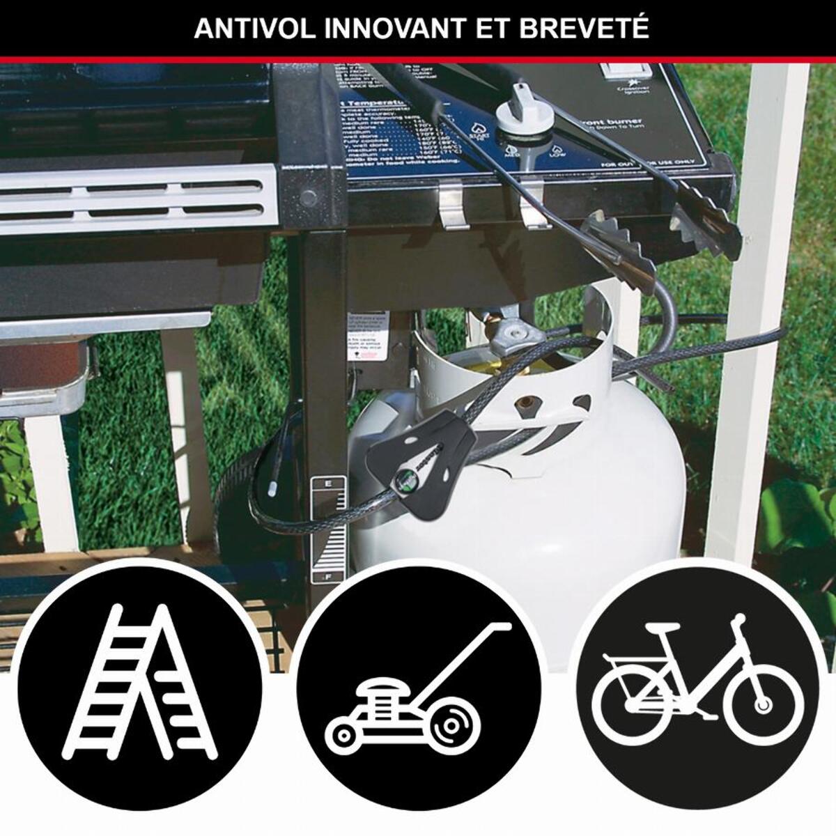 Câble de verrouillage ajustable Python™ MASTERLOCK L 1,8 m x Ø8 mm - Noir - 8418EURD