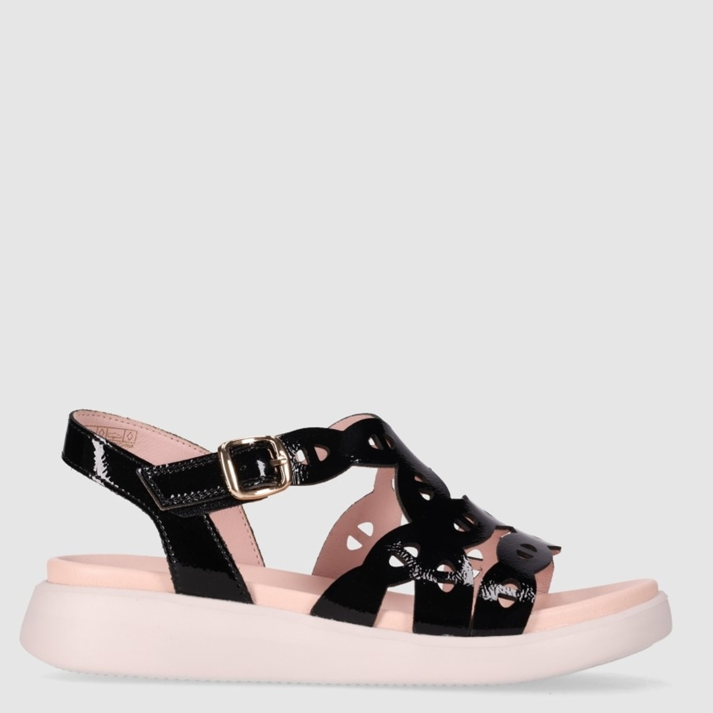 Sandalias de Charol - Negro - Tacón: 4 cm
