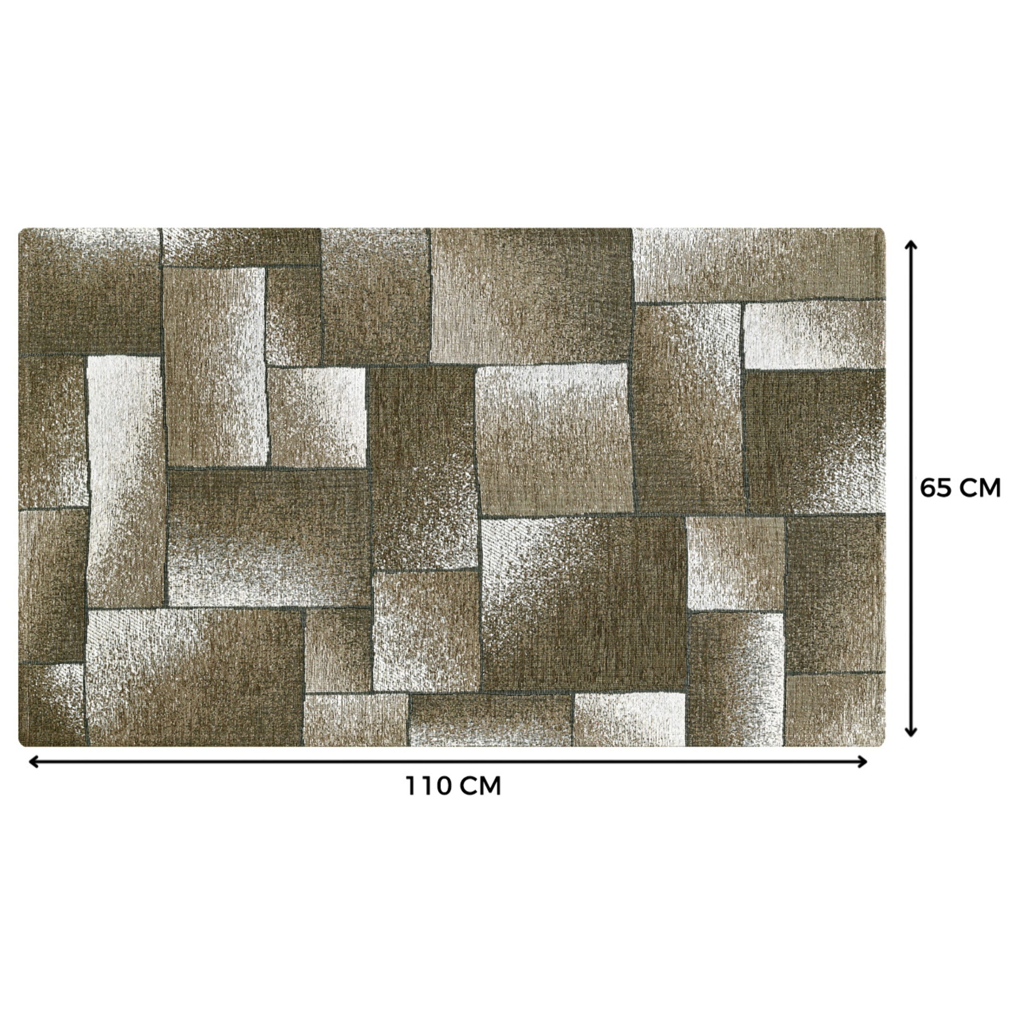 Tappeto Jacquard Ideale Salotto Camera Ingresso Made In Italy Antiscivolo, Lavabile, Morbido Disegno Tetrix Fango By Suardi