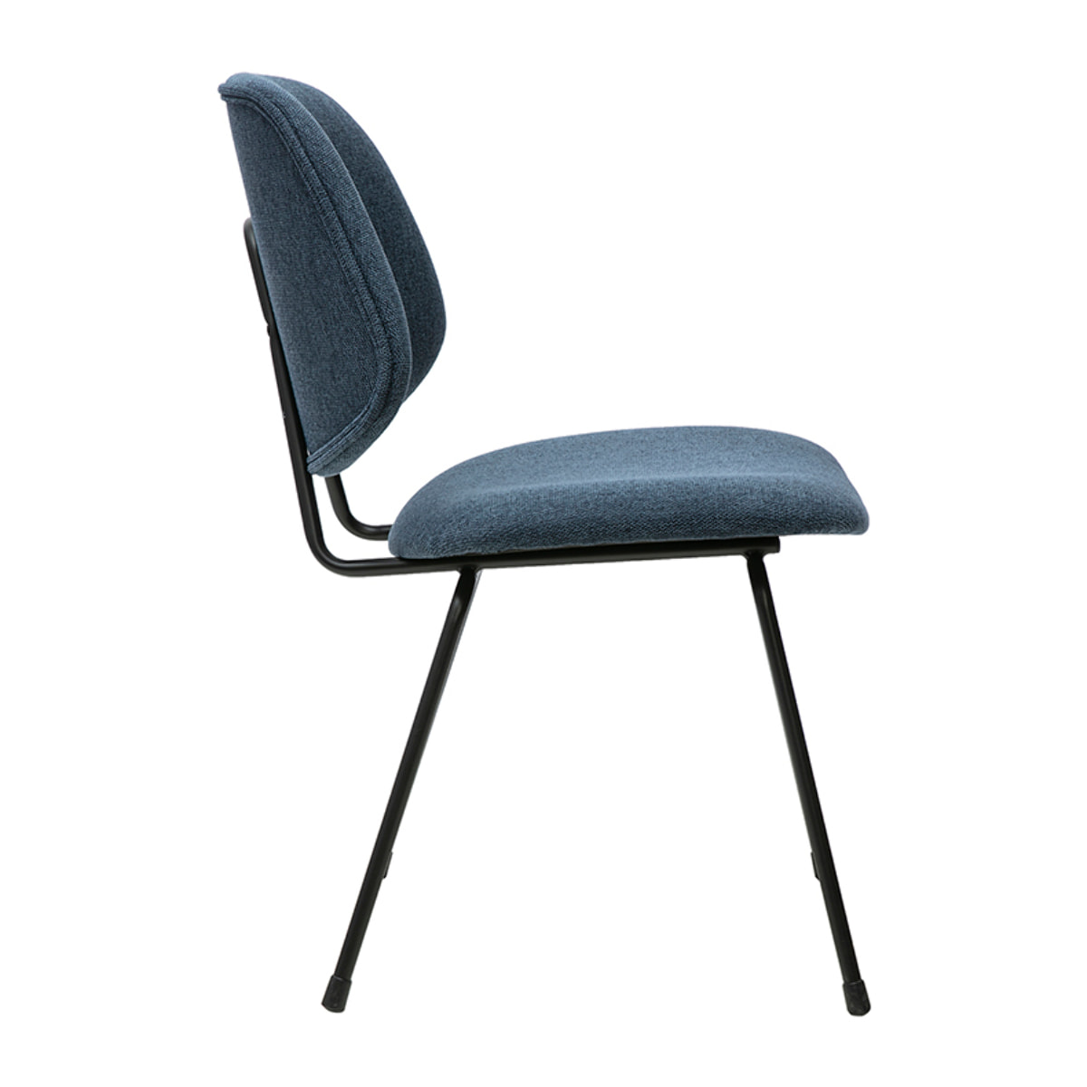 Chaises design en tissu effet velours texturé bleu foncé et métal noir (lot de 2) BARNET
