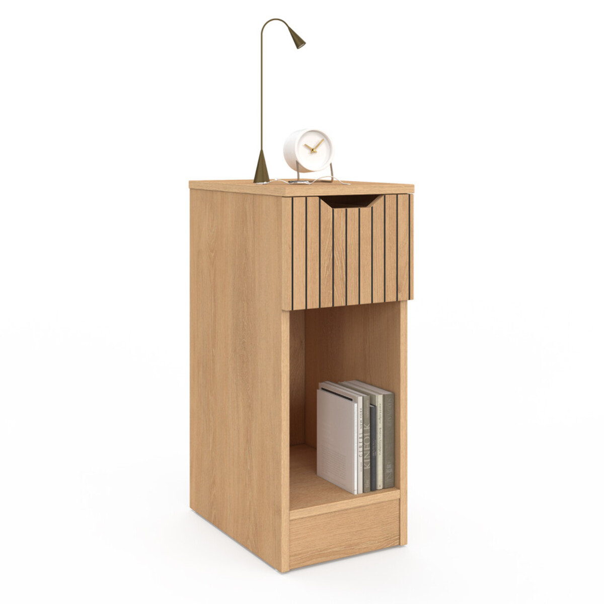 Tables de chevet Faustine effet lattes 1 tiroir - lot de 2