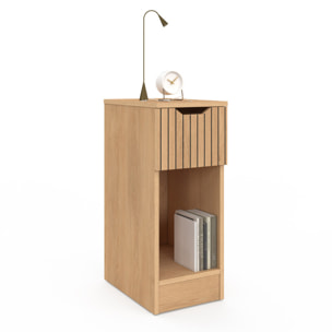 Tables de chevet Faustine effet lattes 1 tiroir - lot de 2