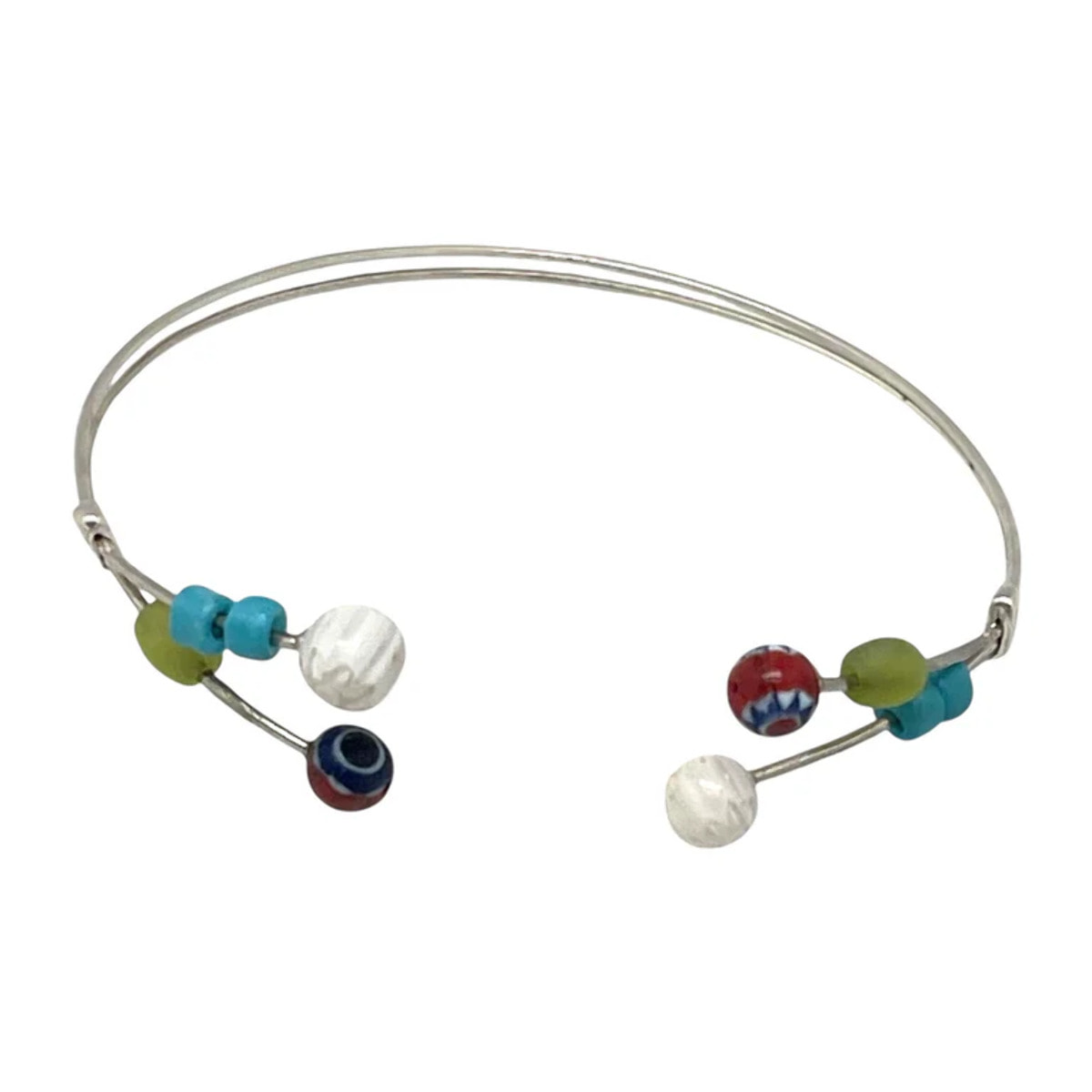 Pulsera multicolor hilo plata de ley ajustable Palta Única cristl