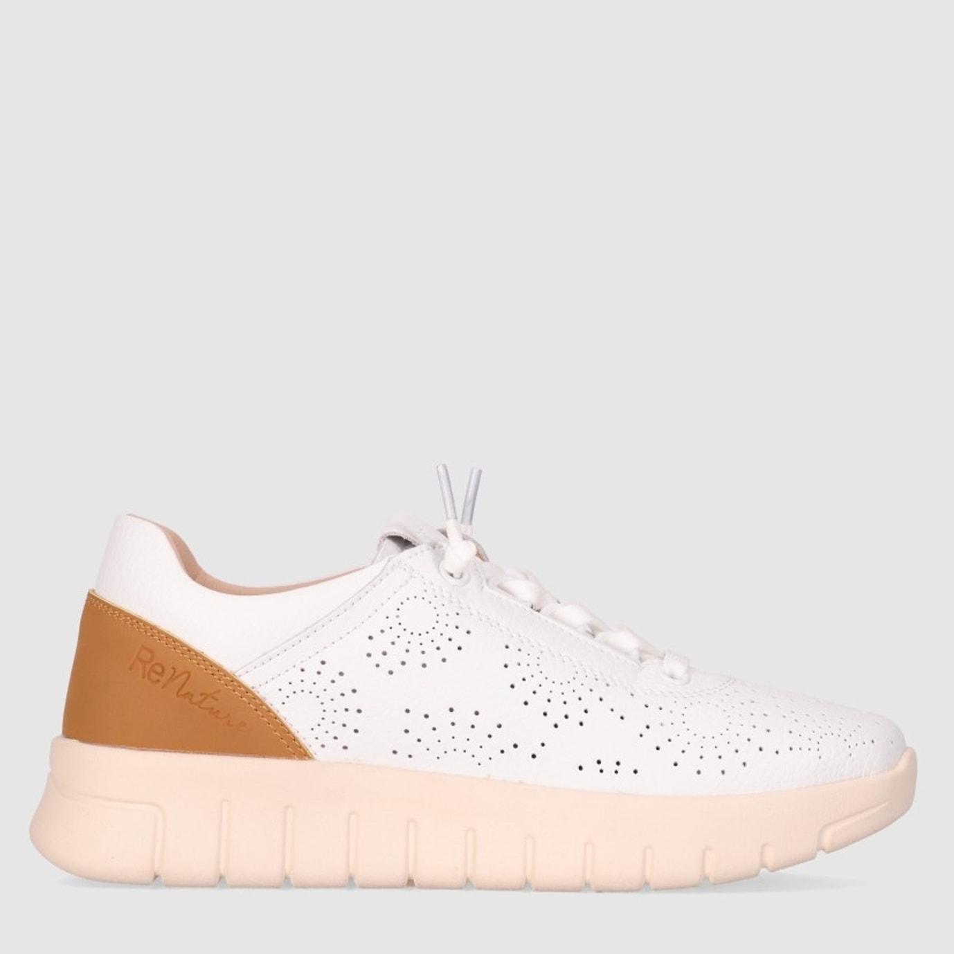 Deportivos de Piel - Blanco - Tacón: Bajo