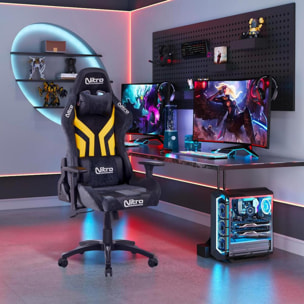 Sedia da gamer gialla e nera in PU con braccioli - Flyco