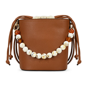 Bolso bandolera cuero con asa de piedras