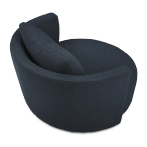 Fauteuil xl pivotant "Adam" bouclé bleu foncé