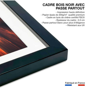 Affiche paysage Golden sunset Affiche sous cadre noir