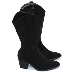 Stivali texani in simil pelle scamosciata con ricamo