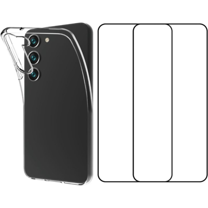 Pack ESSENTIELB Samsung S23 Coque souple+verre trempe X2