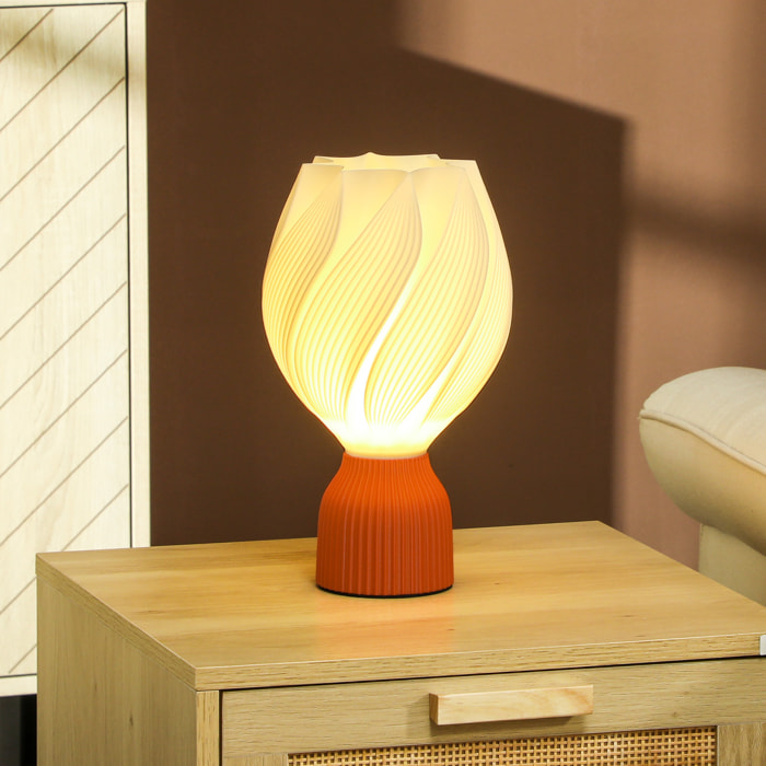 Lámpara de Mesita de Noche Pantalla de Impresión 3D Lámpara de Mesa con Diseño de Pétalos Luz Cálida para Dormitorio Salón Blanco