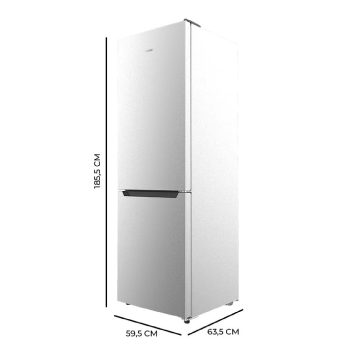 Frigorífico Combi 2 Puertas Bolero CoolMarket Combi 322 Inox E. 322 L, Altura 18