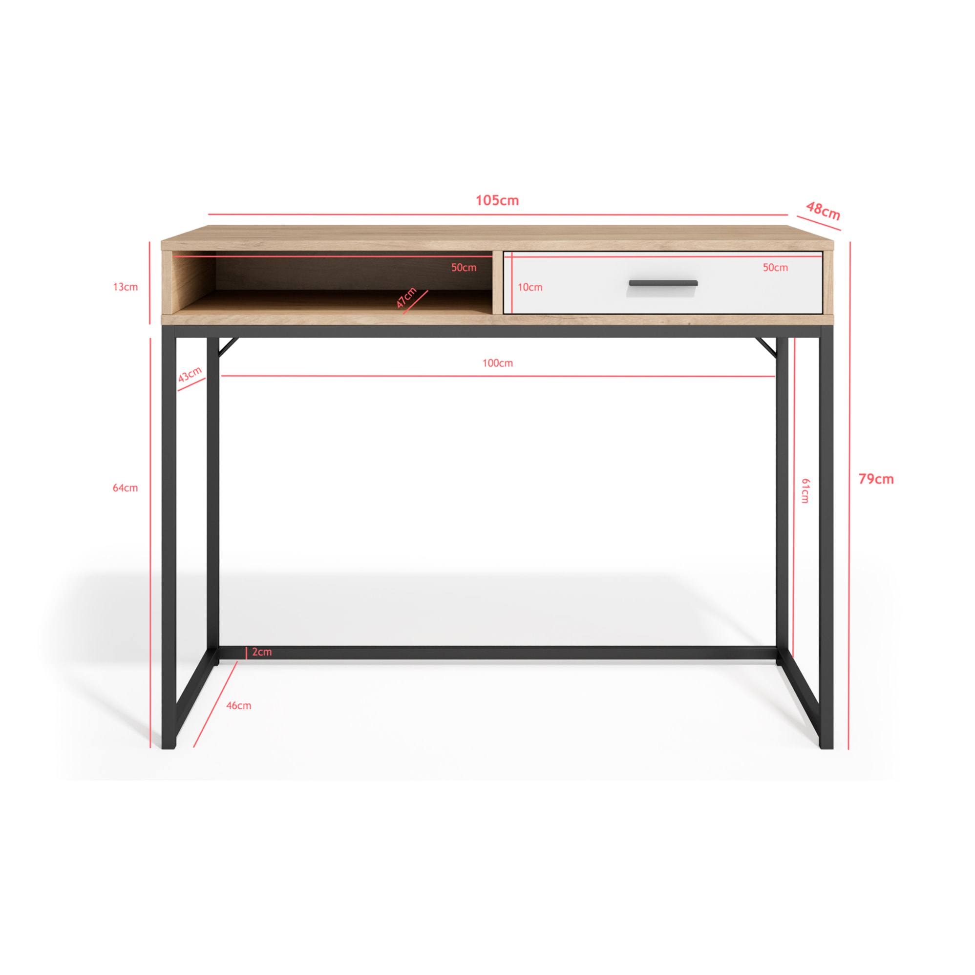 Escritorio Canterbury roble y blanco 79x105x48 cm