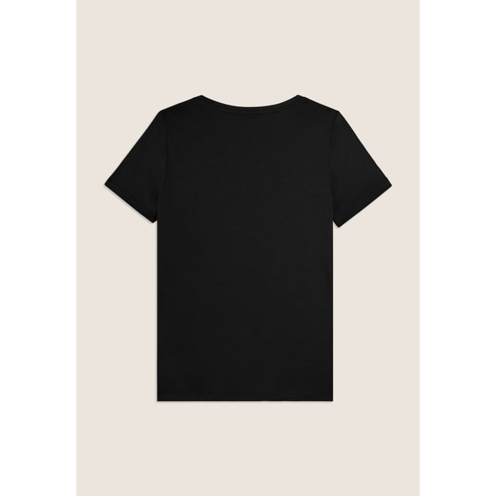 T-shirt in Jersey con Ricami Floreali