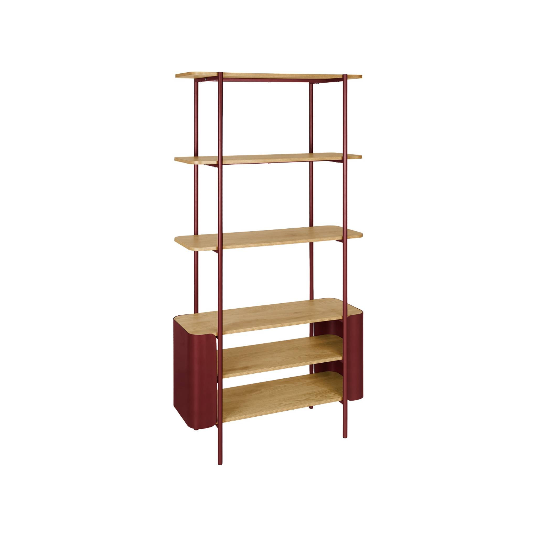 Etagère bibliothèque métal courbé et décor bois 6 niveaux MOLTO