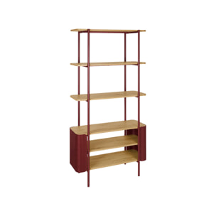 Etagère bibliothèque métal courbé et décor bois 6 niveaux MOLTO