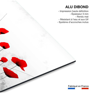 Tableau design coquelicots gris  Tableau alu Dibond
