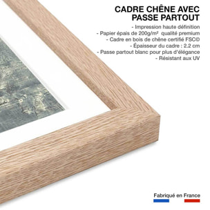 Affiche Abstrait d'or et de blanc Affiche + cadre en bois - Chêne