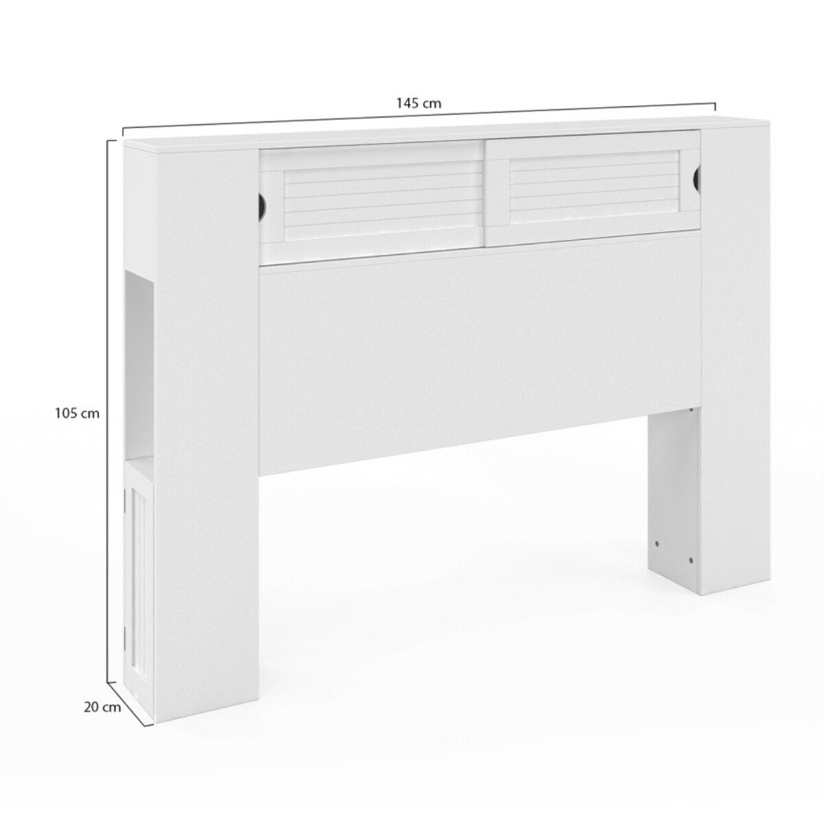 Tête de lit sur pieds Orem blanche avec rangement coulissant 140cm