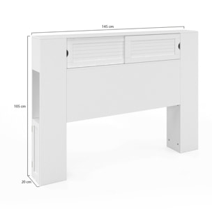Tête de lit sur pieds Orem blanche avec rangement coulissant 140cm
