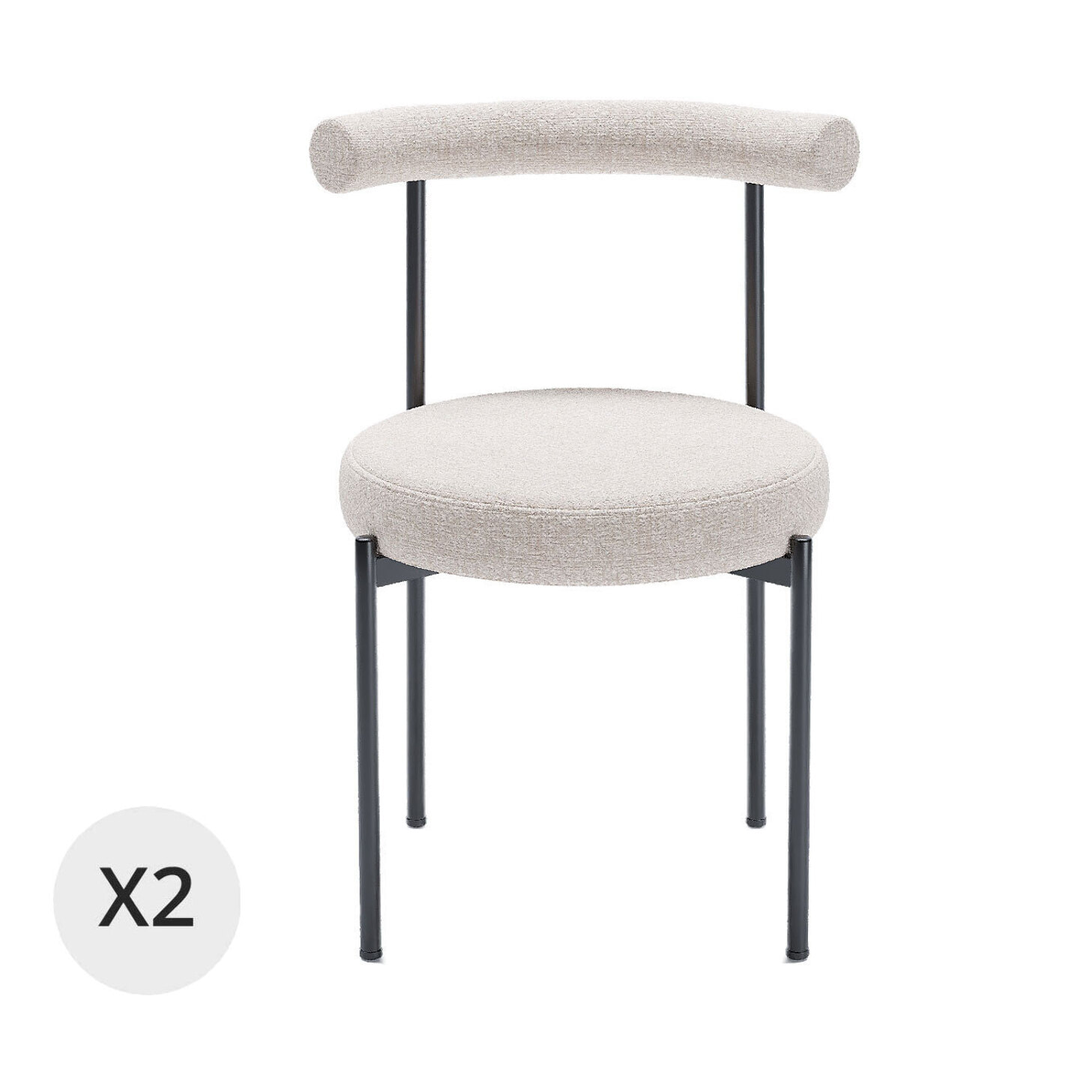 Lot de 2 chaises de salle à manger design moderne, velours crème