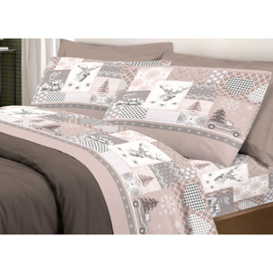 Completo Lenzuola in 100% Cotone Made In Italy Alpi Beige