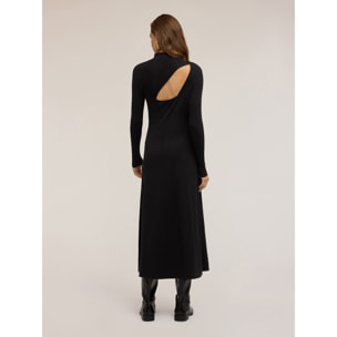 Motivi - Vestido midi de punto con abertura en la espalda - Negro