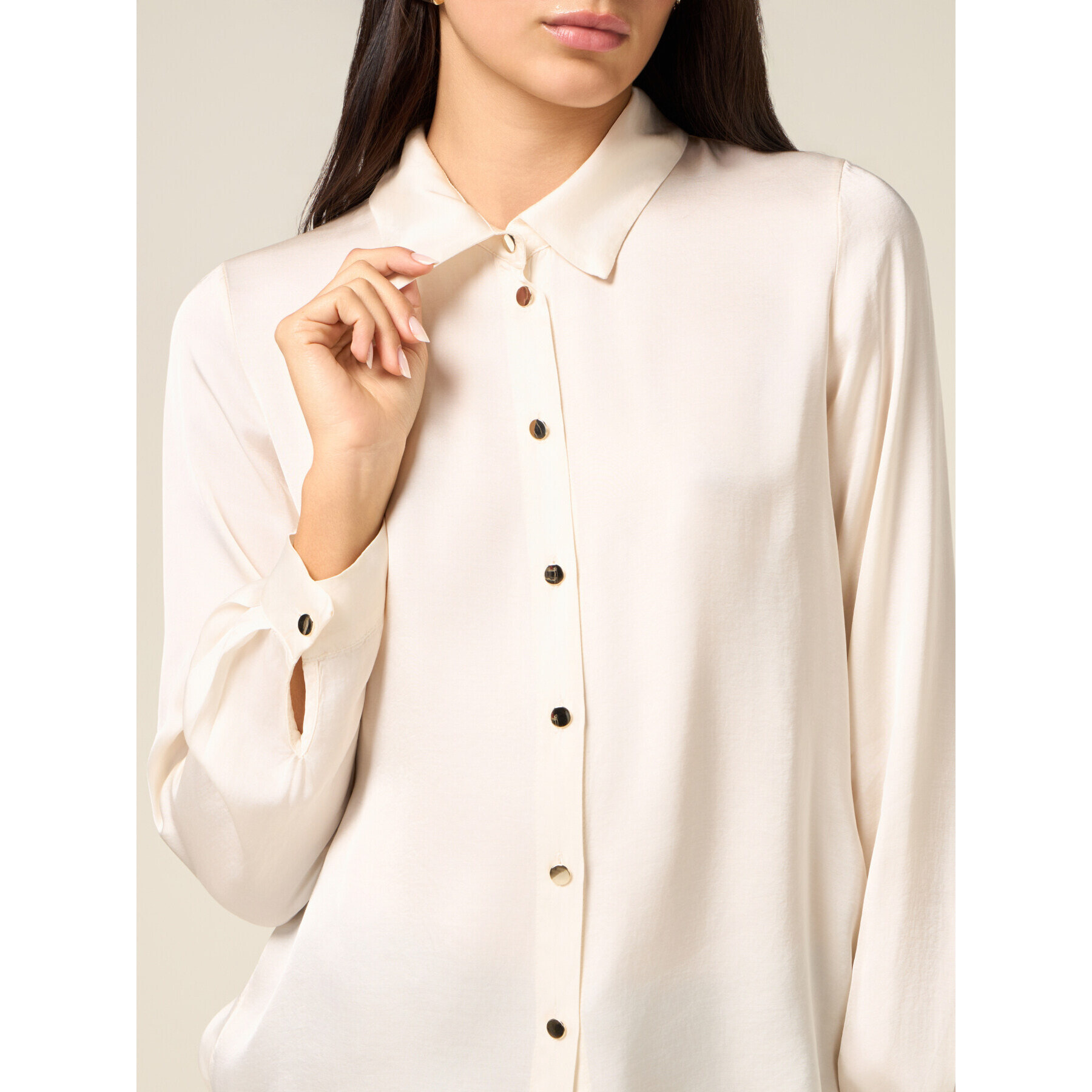 Oltre - Camisa de satén de viscosa - Blanco