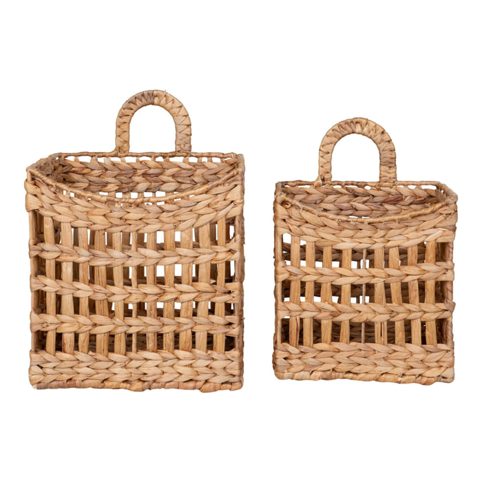Set 2 cestini da parete appesi in giacinto d'acqua Cala — naturale