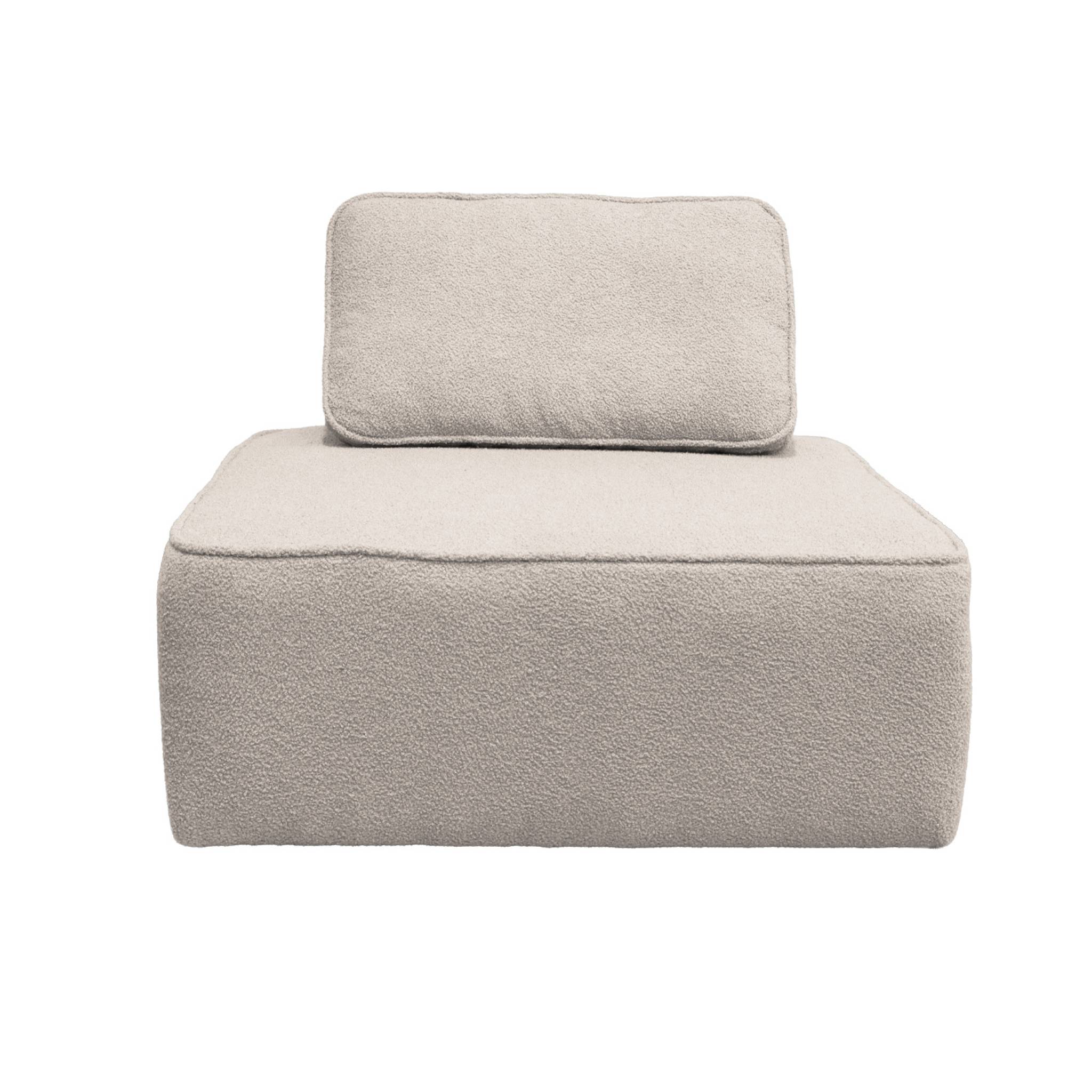 Lot de 3 chauffeuses pour canapé modulable tissu bouclette beige 1 place Bao. L 90 x P 90 x H 74cm