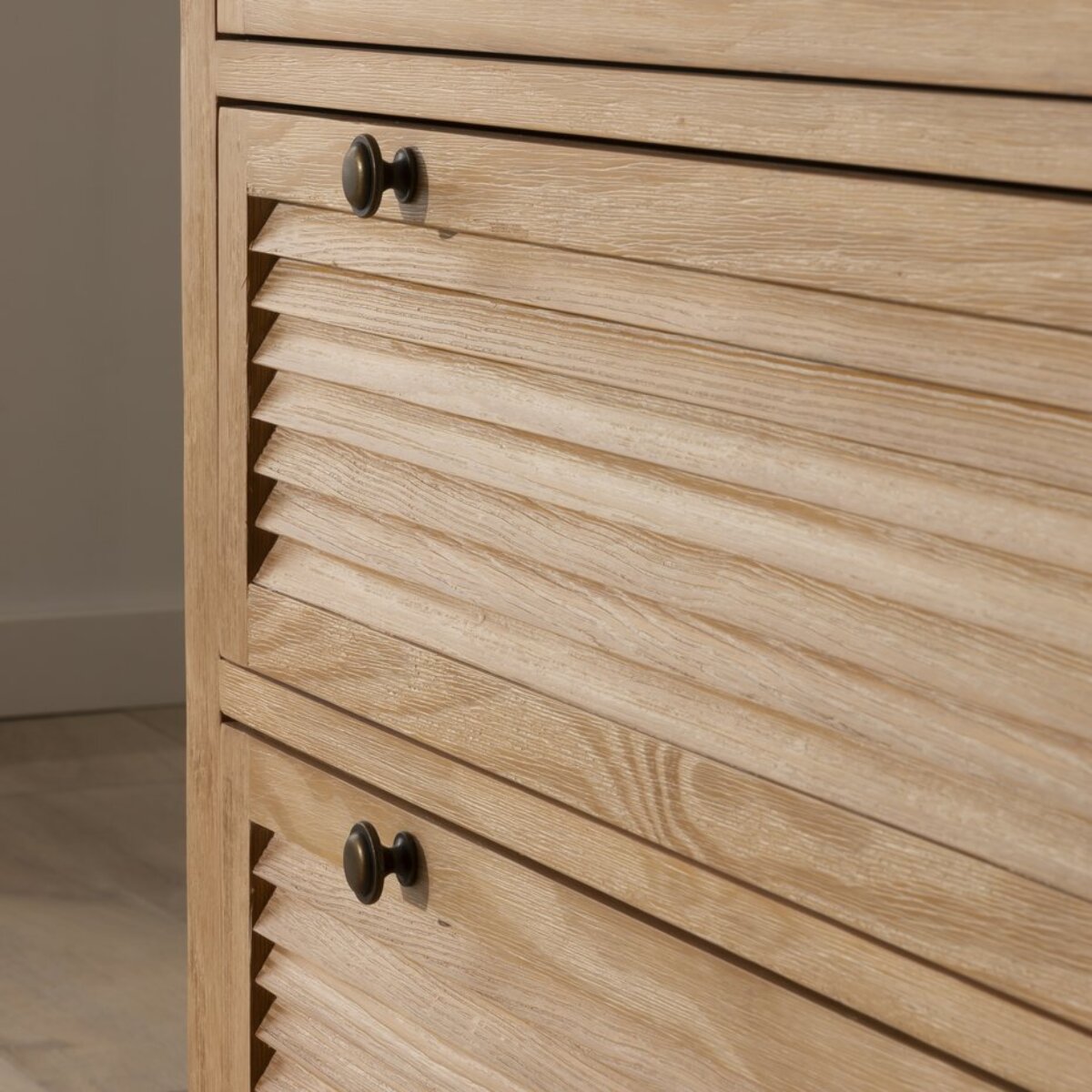 Commode Venice -bois massif, panneau de mdf et placage naturel-couleur naturel 100 x 85 x 43 cm