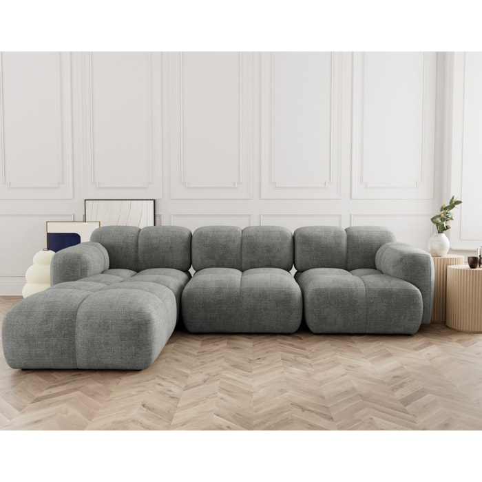 Grace - canapé modulable d'angle réversible 4 places en velours texturé - Gris