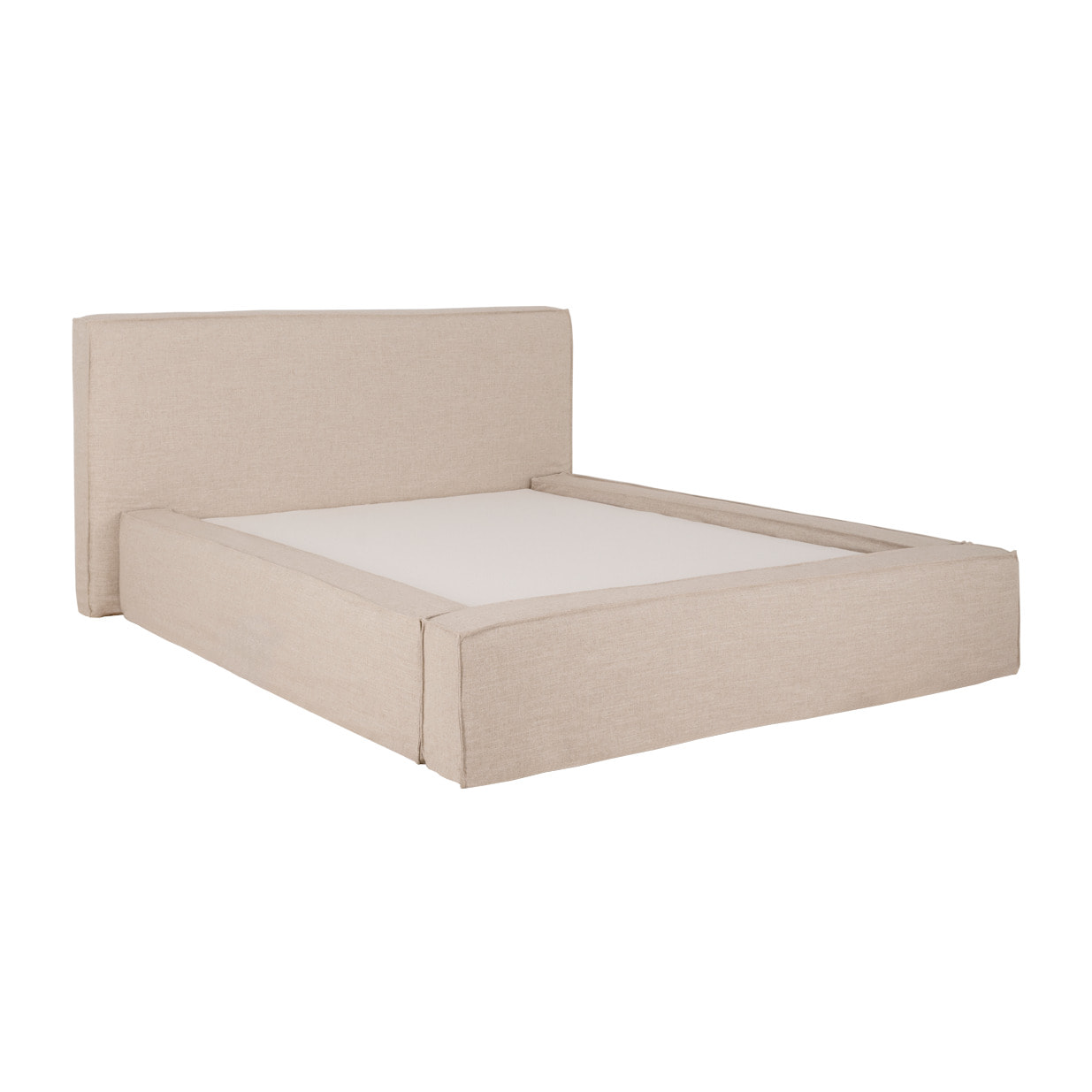 Lit déhoussable en lin beige pour les matelas en différentes tailles