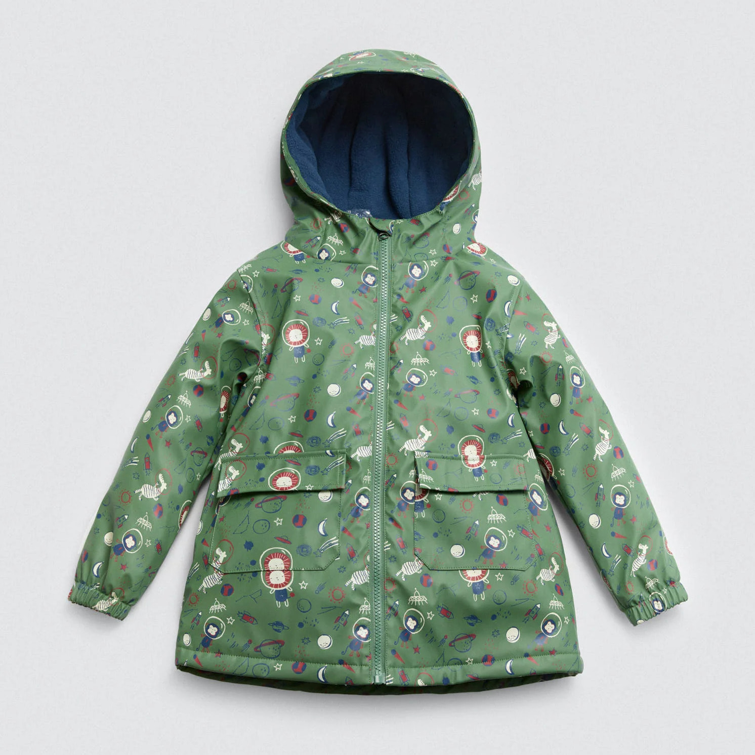 Impermeabile per bambini con interno in peluche e stampa spaziale
