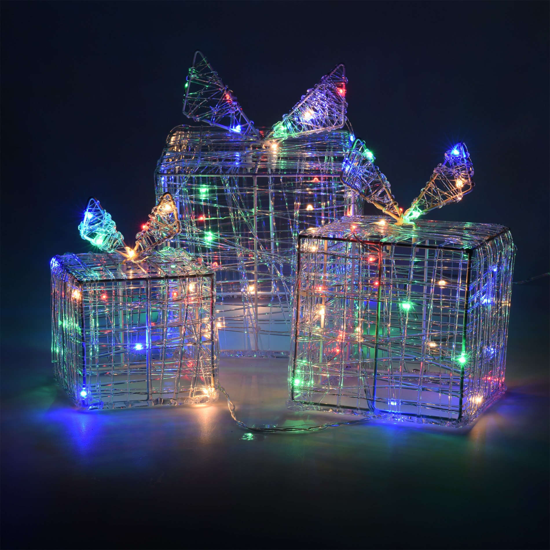 juego de 3 cajas de regalo luminosas con 90 micro leds multicolores