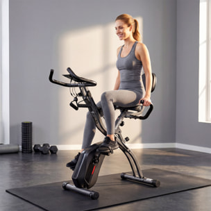 Vélo d'appartement pliable 3-en-1 classique semi-allongé bandes de résistance noir