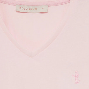 Camiseta rosa de escote en pico y bordado Rigby Best