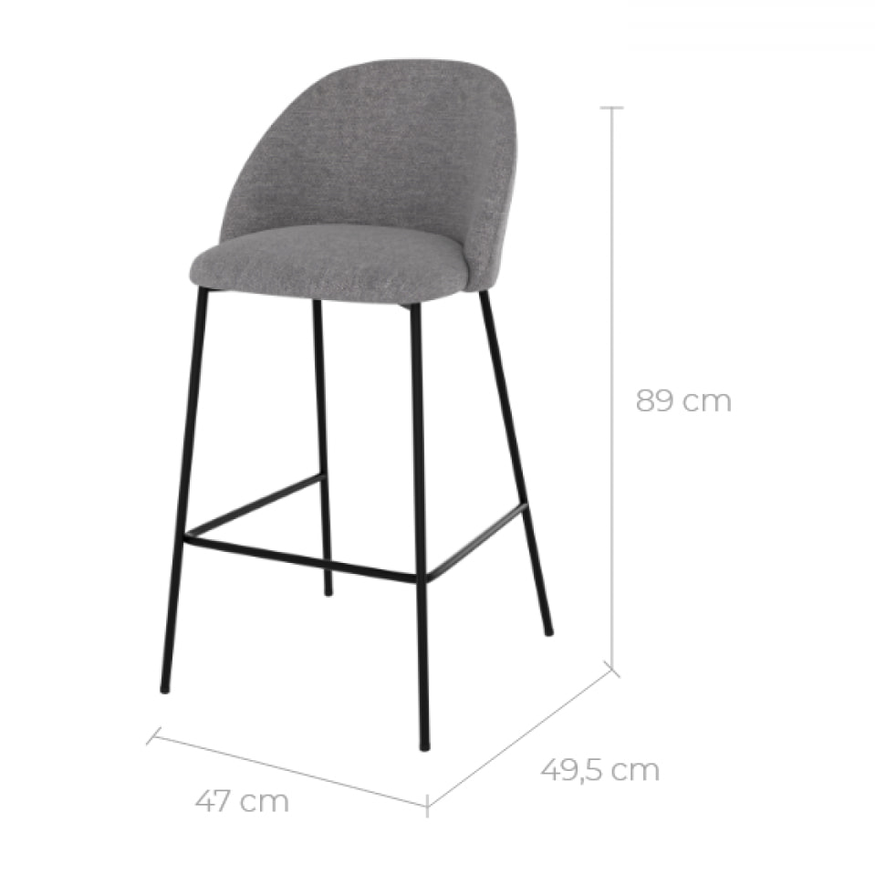 Lot de 2 chaises pour îlot central 66 cm en tissu chiné gris foncé - Karl