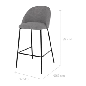 Lot de 2 chaises pour îlot central 66 cm en tissu chiné gris foncé - Karl
