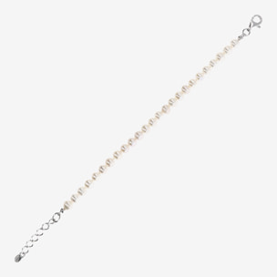 PERLAVIVA - Bracciale con Perle d'Acqua Dolce Bianche Ø 6/6.5 mm in Argento 925 placcato Oro Bianco 18Kt