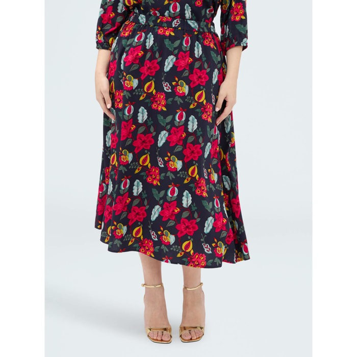 Fiorella Rubino - Falda larga con estampado floral - Azul