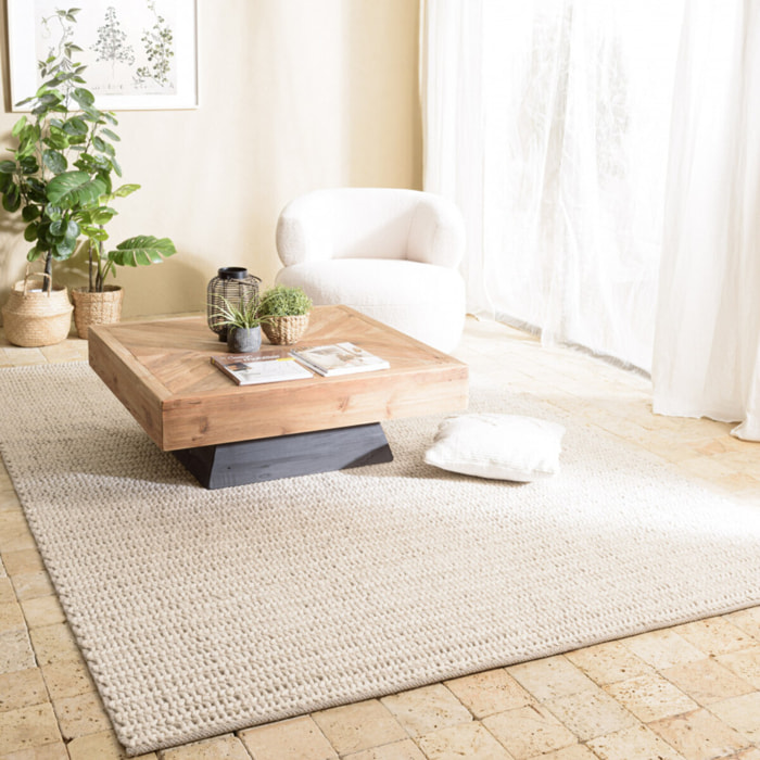 QUENTIN - Tapis rectangulaire 200x290cm en laine tissée couleur beige