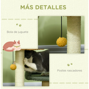 Árbol Rascador para Gatos Pequeño de 52 cm Torre para Gatos Centro de Actividades para Gatitos con Cama Poste de Sisal y Bola Colgante 43x39x52 cm Multicolor