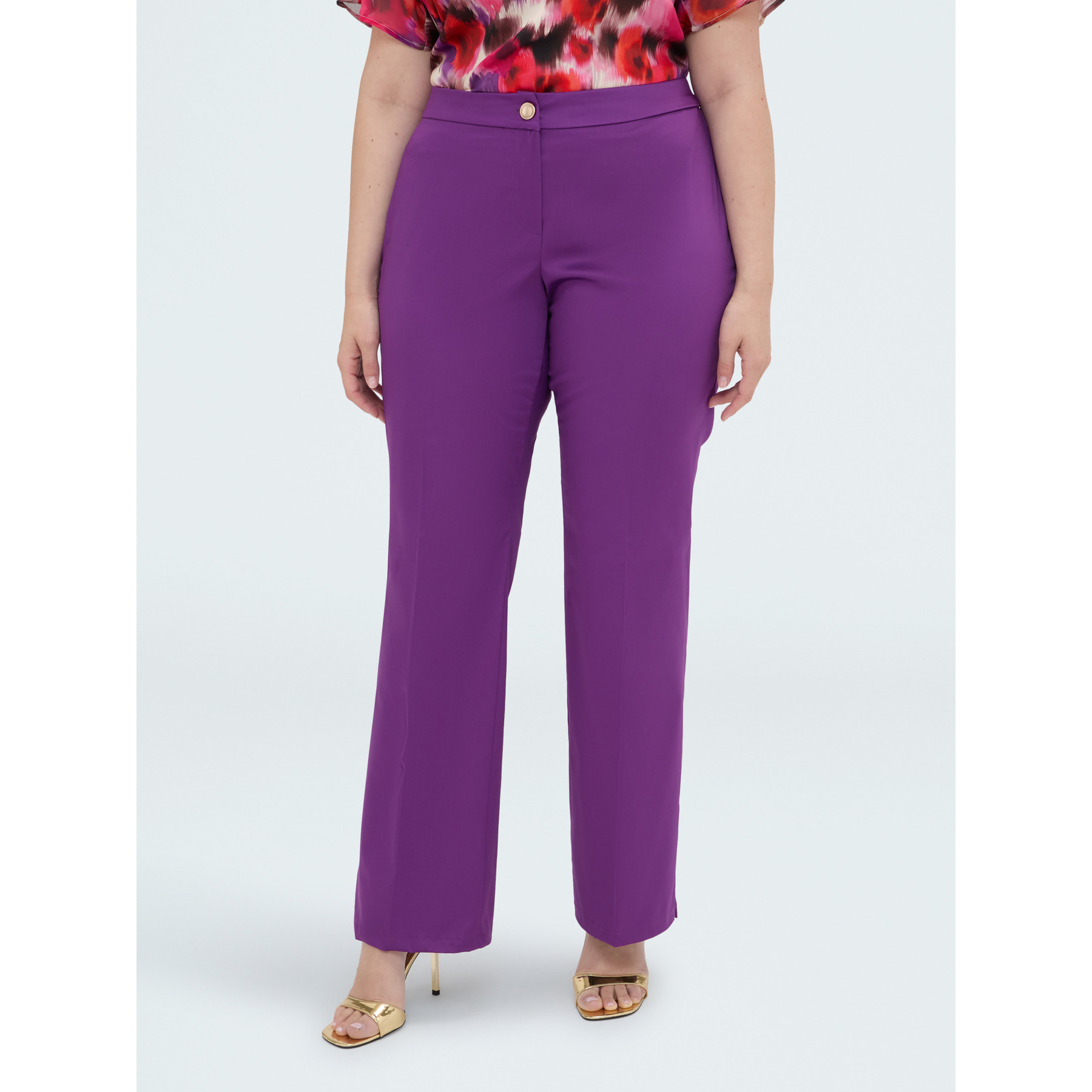 Fiorella Rubino - Pantaloni Regular in cotone stretch - Viola