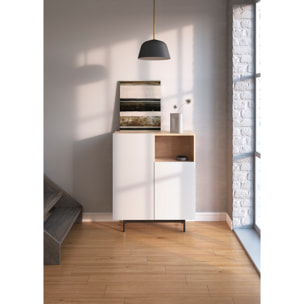 Aparador 1 hueco Printed roble y blanco 110x90x34cm