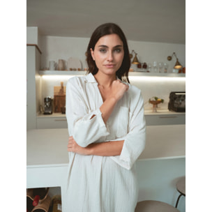 Vestido midi algodón lino natural