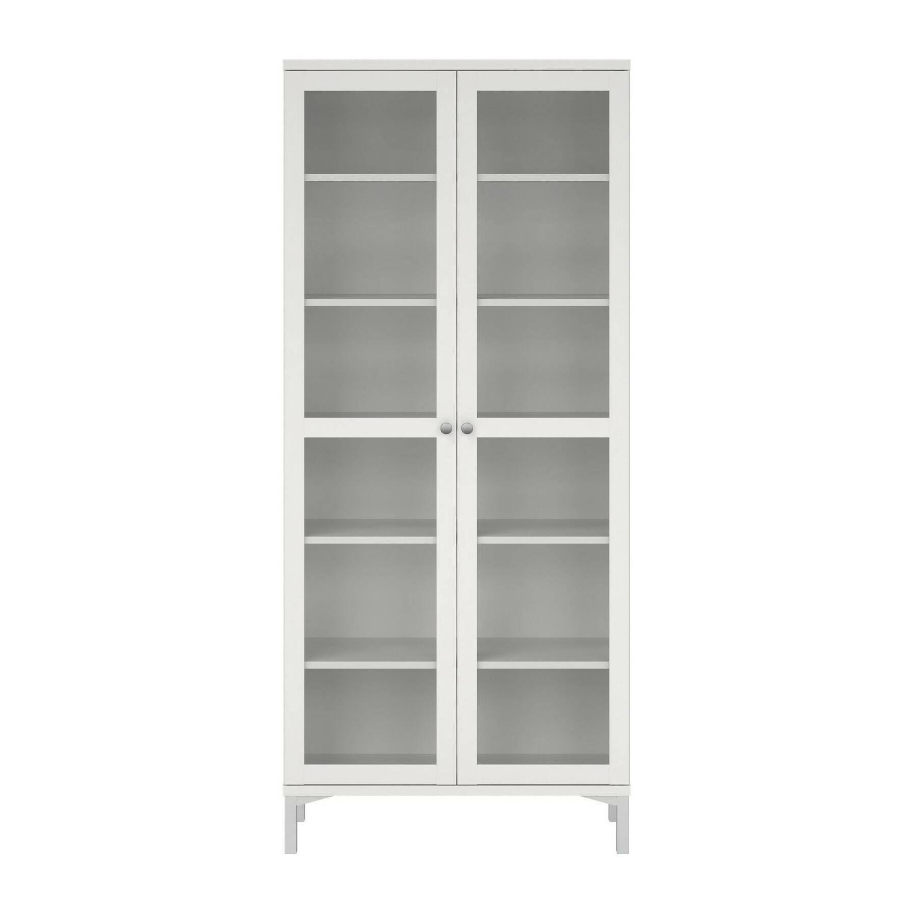 Vetrina Wutip, Credenza espositiva, Vetrinetta multiuso, Madia da soggiorno, 89x36 h203 cm, Bianco